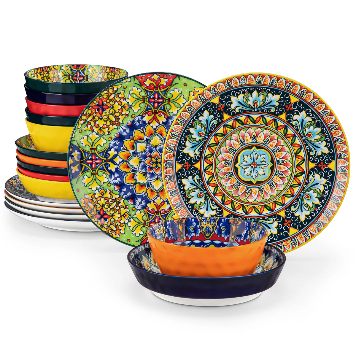 Malacasa Ceramic Bohemian Style Eco Friendly Dinnerware Tableware Set