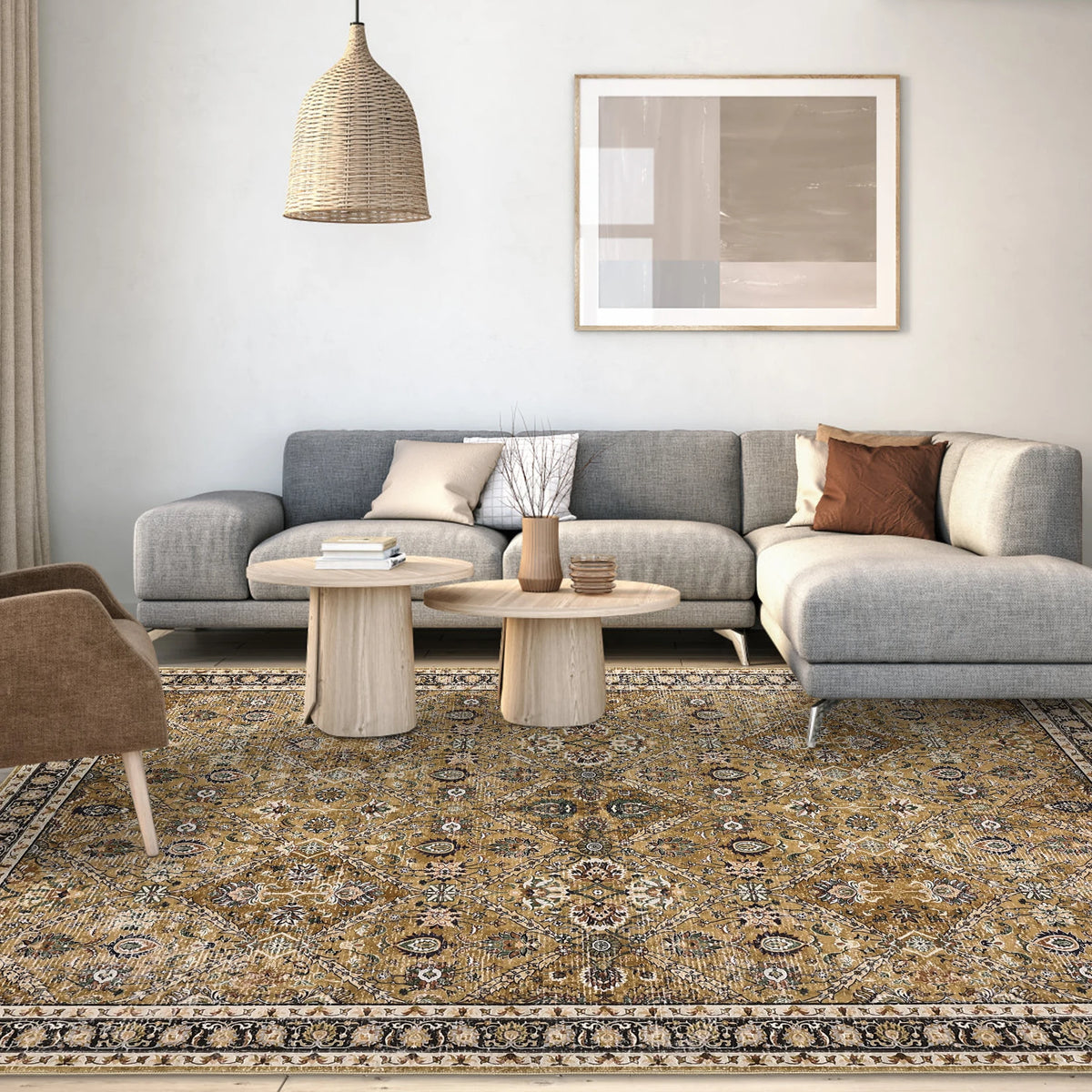 Machine Washable Moroccan Trellis Low Pile Area Rug
