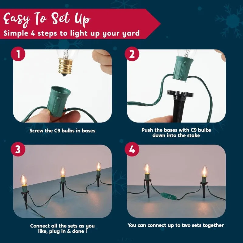 Joyfy C9 Christmas Pathway Lights for Outdoor Holiday Decorations