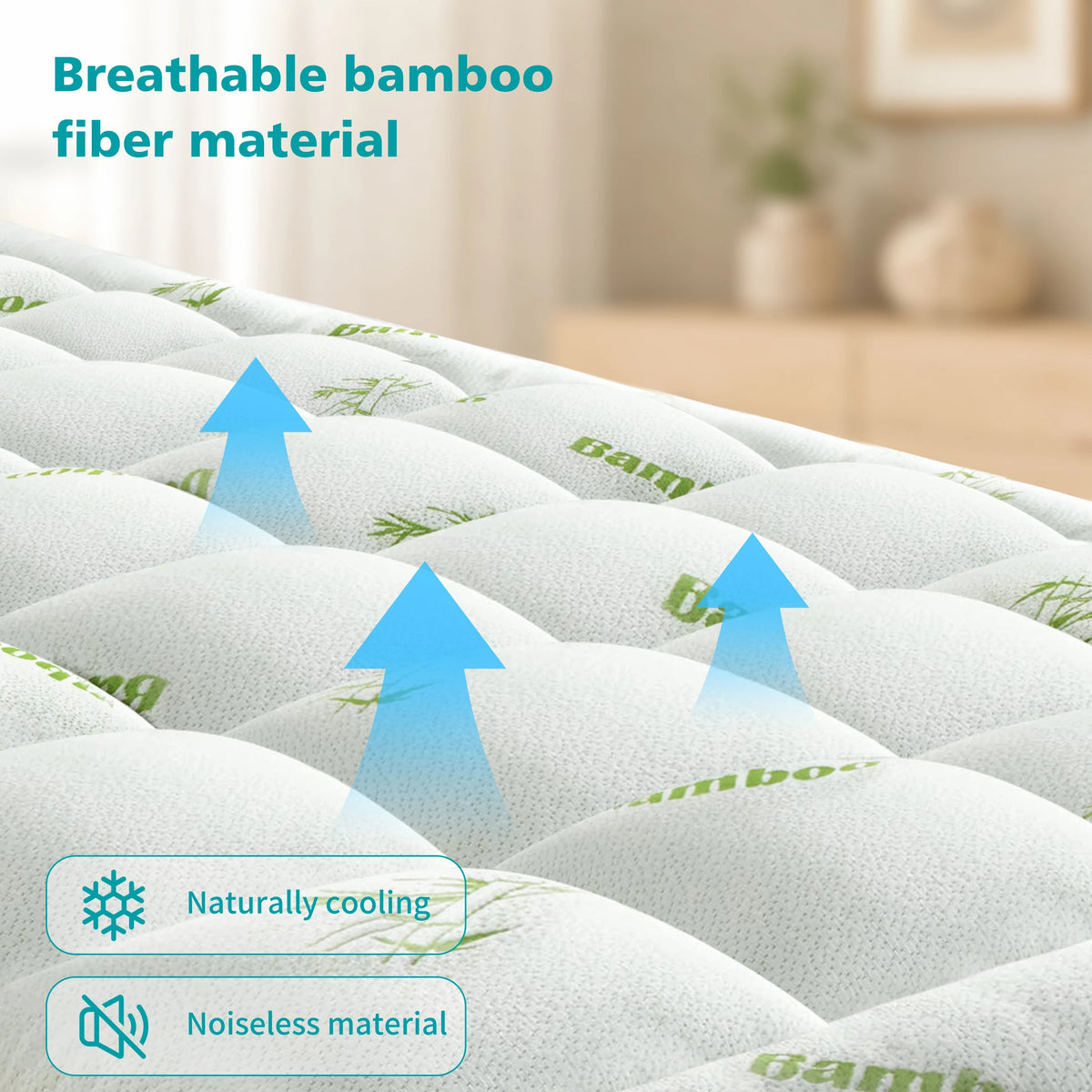 JHK Waterproof Bamboo Mattress Topper For Enhanced Comfort