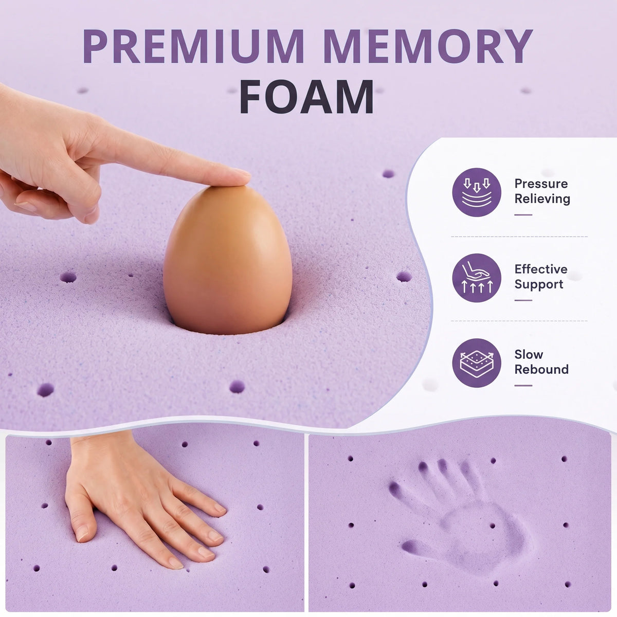 MCQ Gel Memory Foam Mattress Topper With Breathable Cooling Comfort