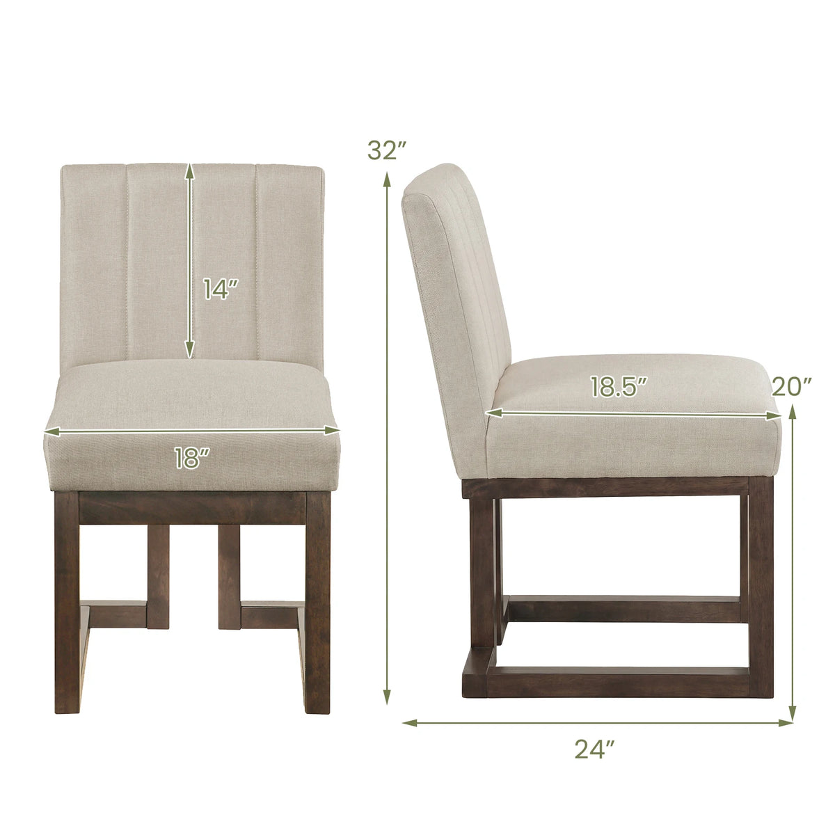 HOMASIS Modern Farmhouse Wooden Dining Chairs With Fabric Upholstery