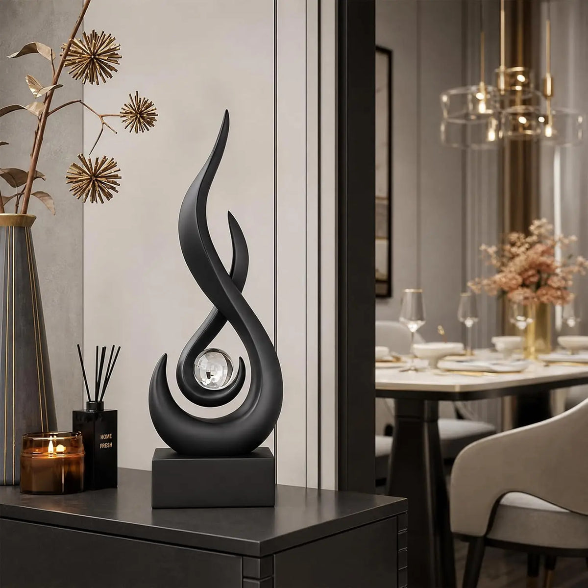 Modern Abstract Flame Decorative Sculpture for Home Interiors