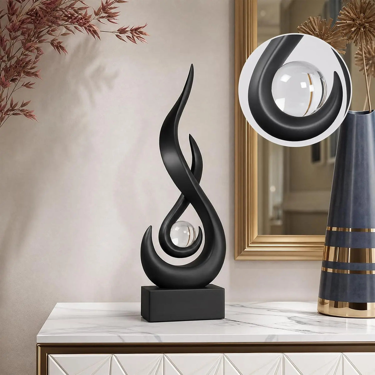 Modern Abstract Flame Decorative Sculpture for Home Interiors
