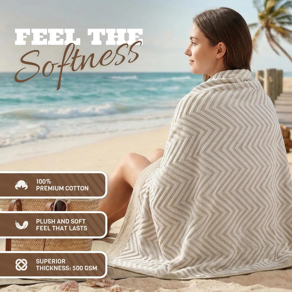 Superior Absorbent Chevron Cotton Beach And Pool Towels