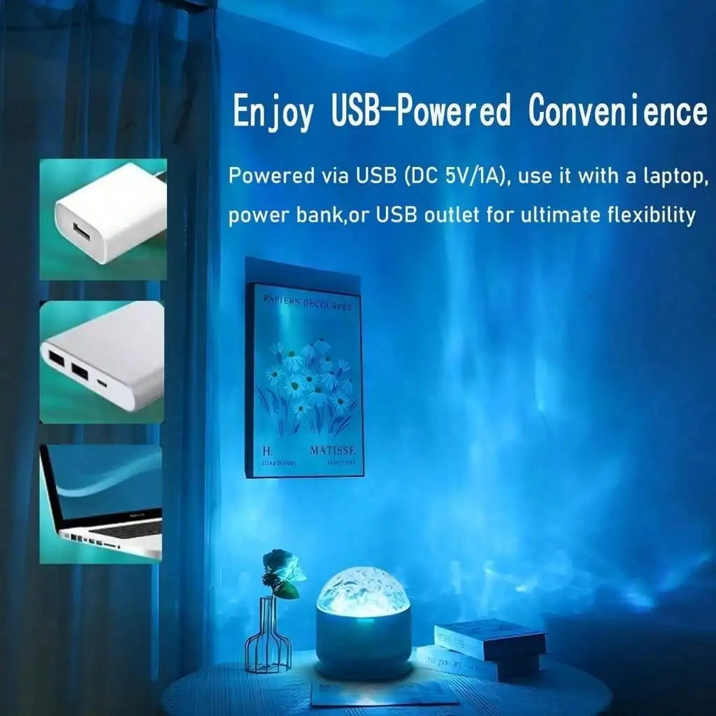 Romantic Water Ripple Aurora Projector Light For Home And Bedroom