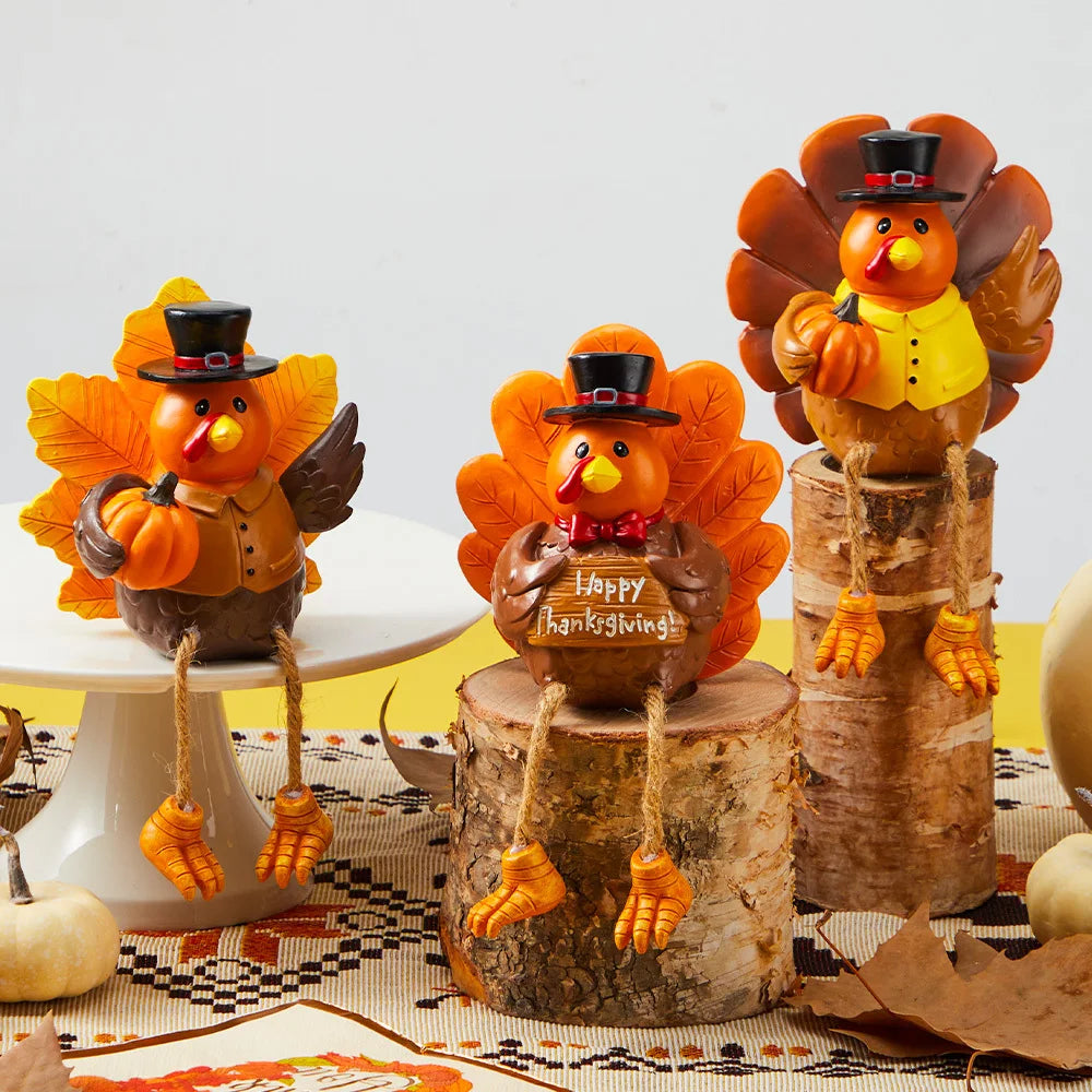 Joyfy Thanksgiving Turkey Tabletop Centerpiece Resin Figurine Decor