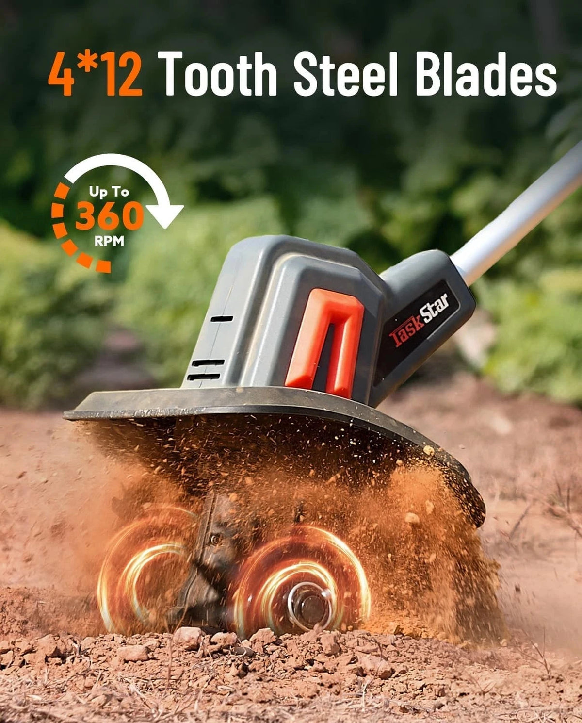 TaskStar Cordless Electric Garden Tiller And Soil Cultivator