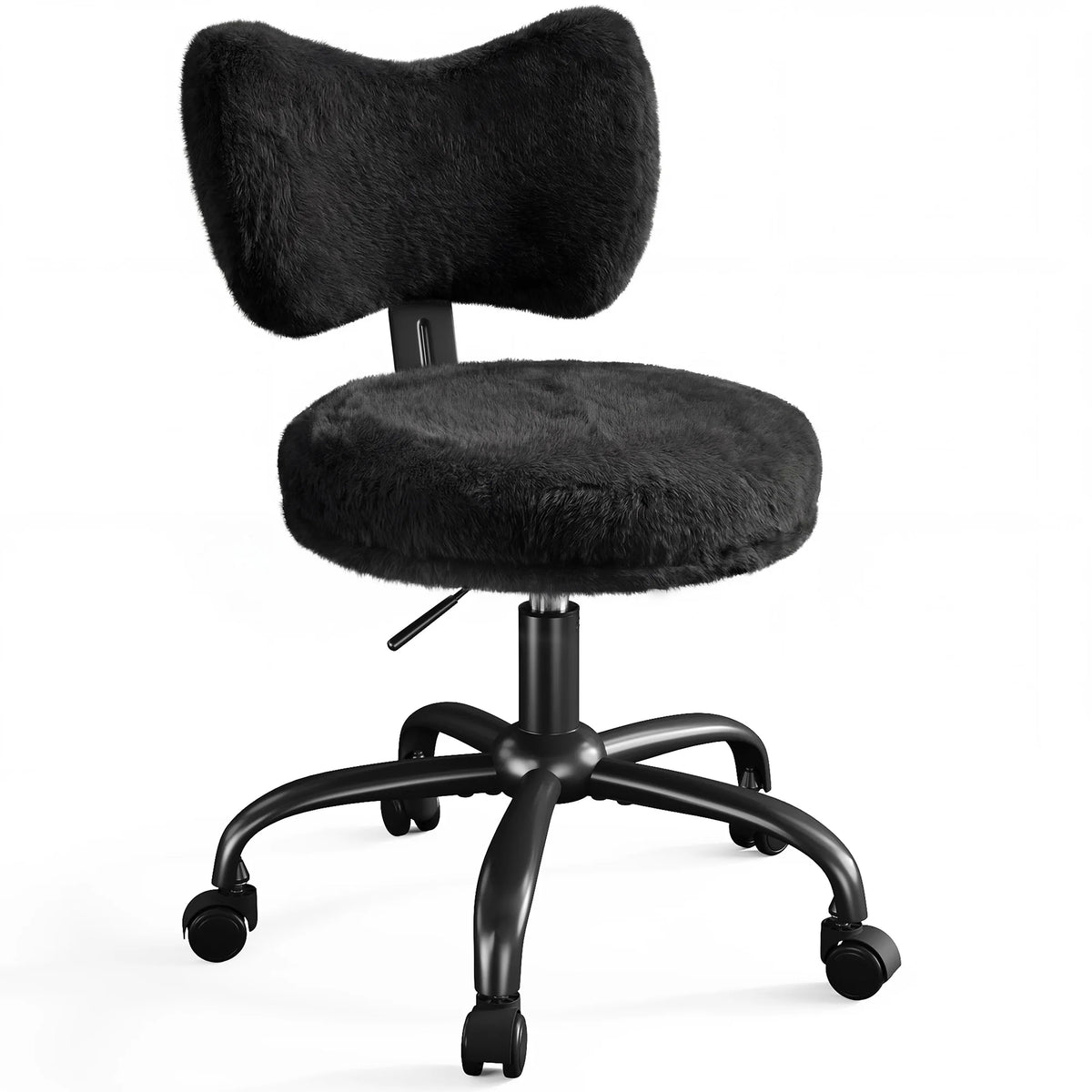 EnHomee Adjustable Faux Fur Vanity Chair With Rotating Base