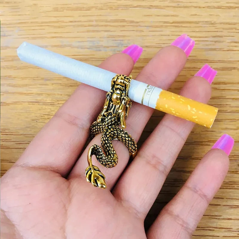 Retro Dragon Cigarette Holder Ring Rack With Adjustable Finger Clip