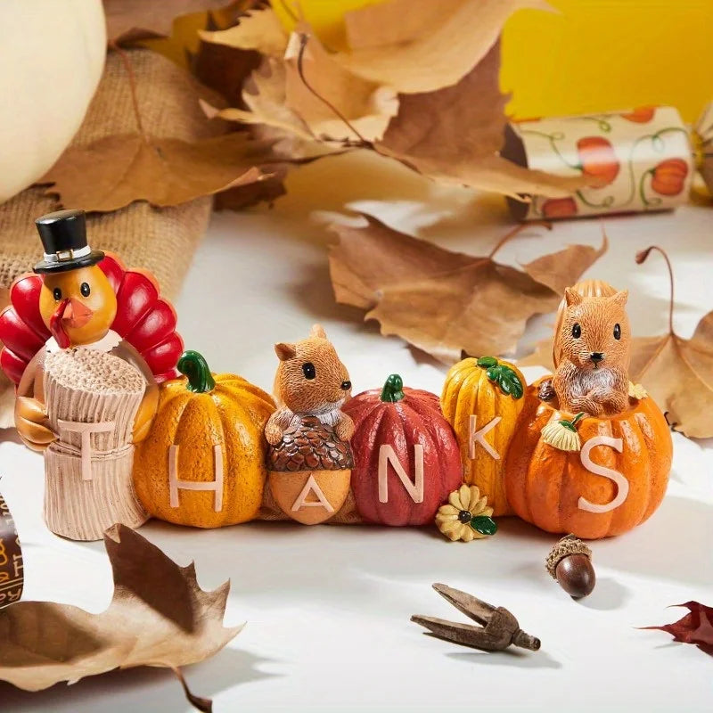 Joyfy Thanksgiving Pumpkin Turkey Tabletop Centerpiece Figurine