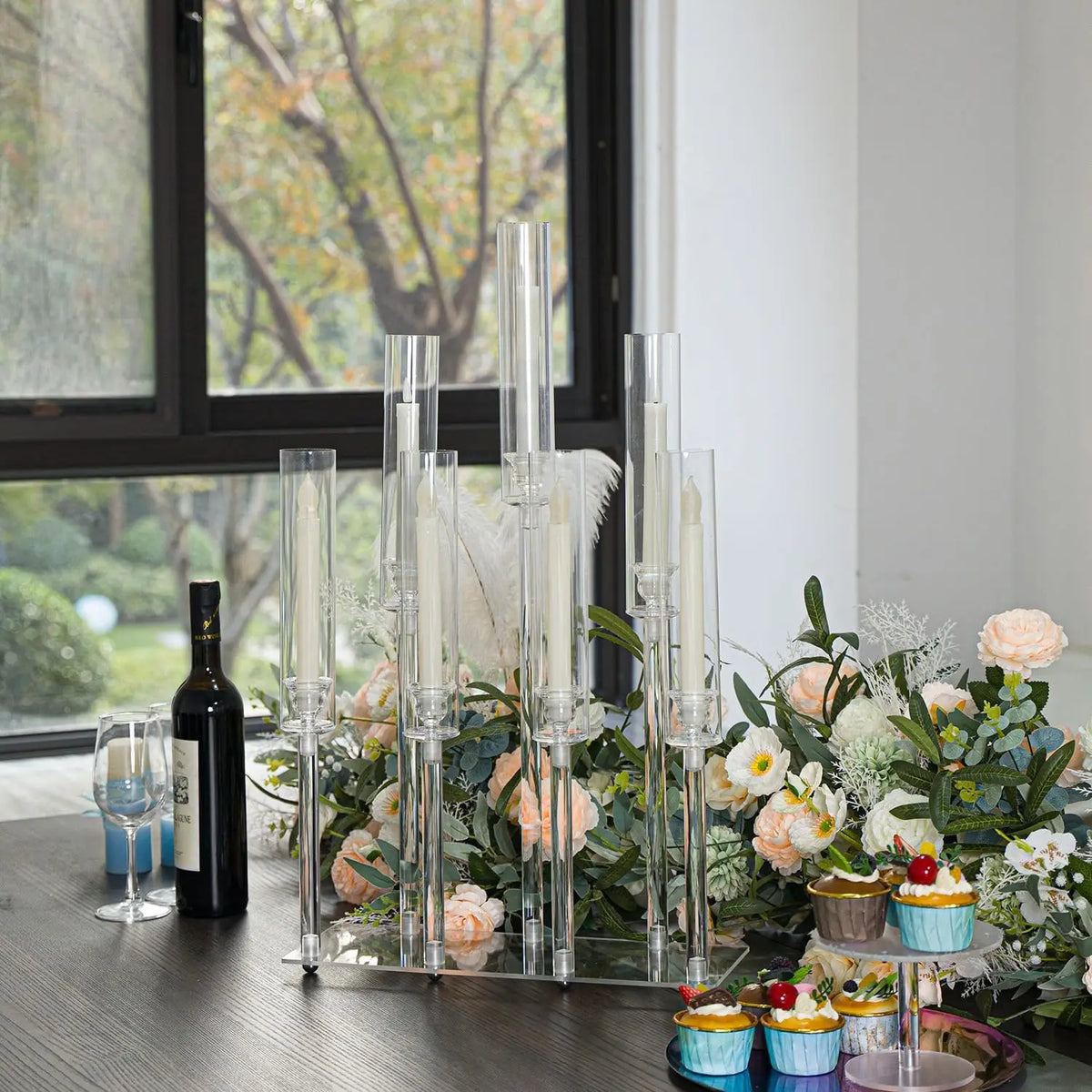 Vincigant Seven Arm Acrylic Candelabra For Elegant Table Decor