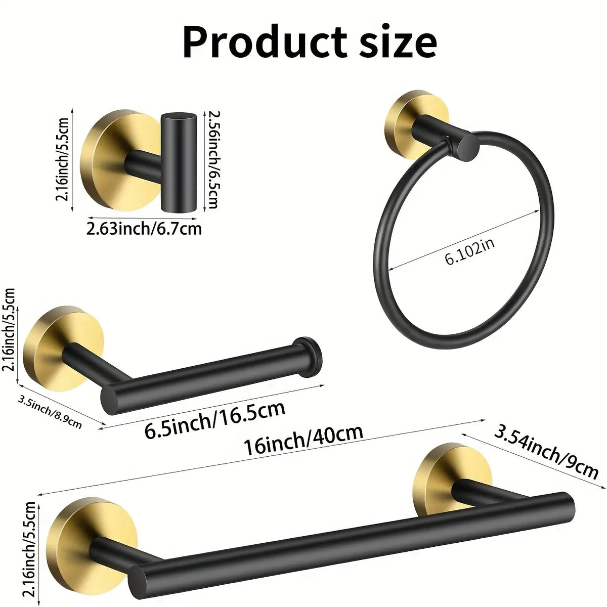 Wall Mounted Stainless Steel Bathroom Hardware Set With Towel Bar