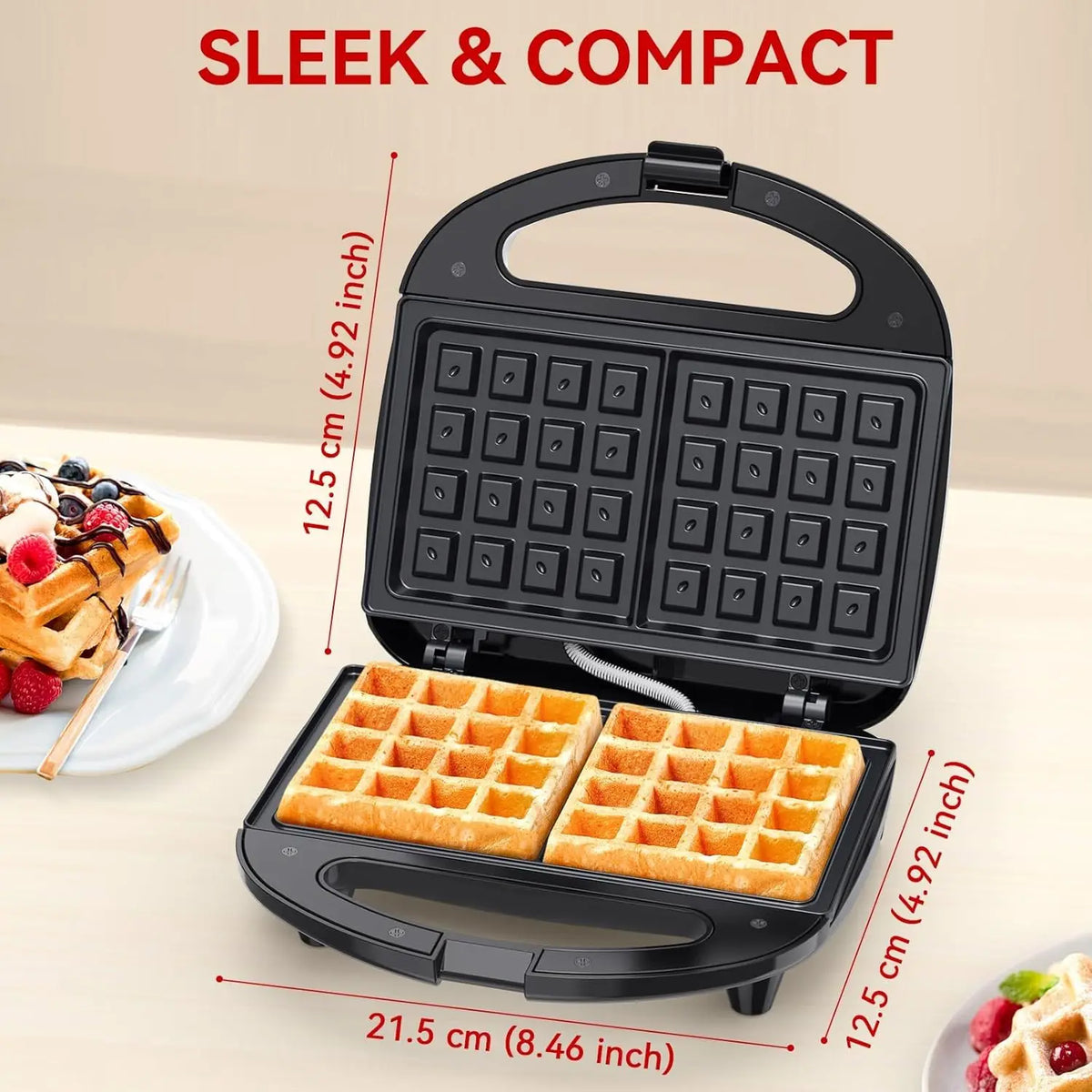 OSTBA Belgian Waffle Maker With Non Stick Interchangeable Plates