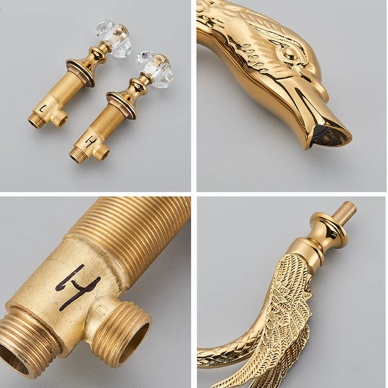 Ulgksd Swan Shape Bathroom Faucet With Crystal Handles