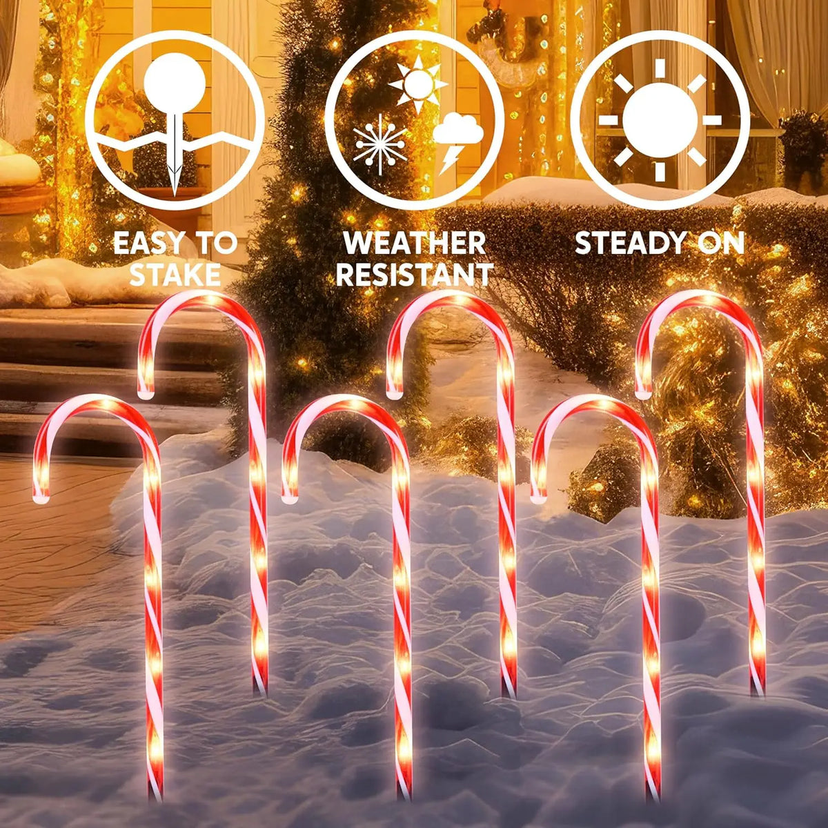 Joyfy Prelit Candy Cane Pathway Markers for Christmas Decorations
