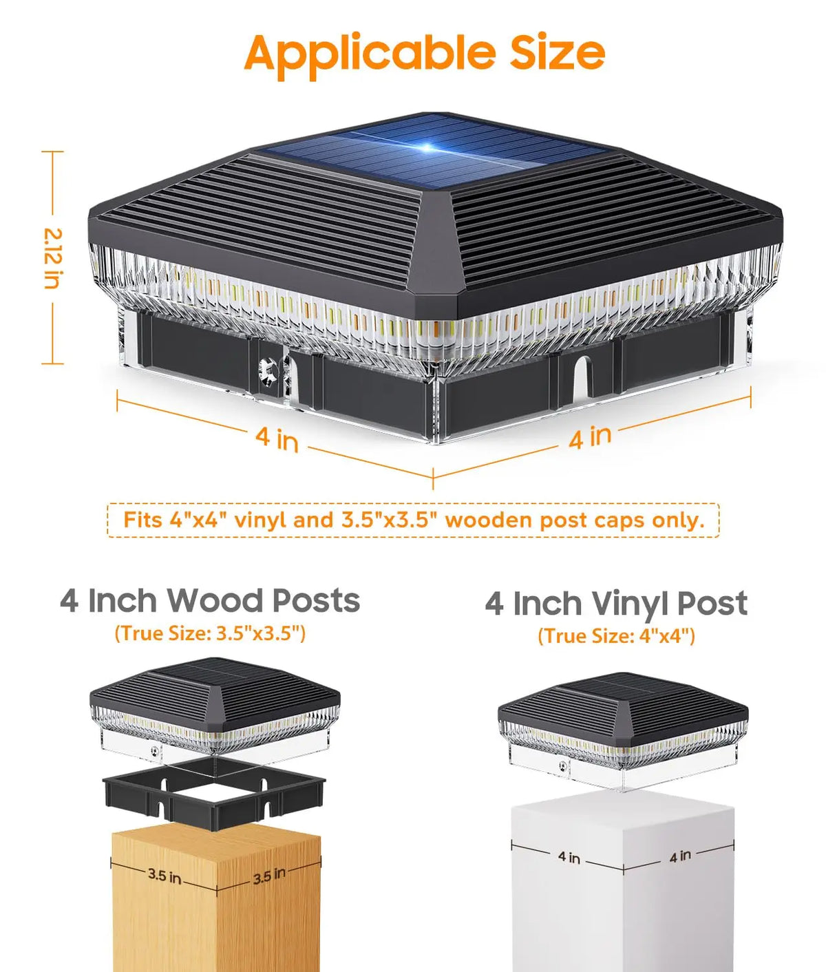 KPSTEK Solar Outdoor Post Cap Lights With Three Modes