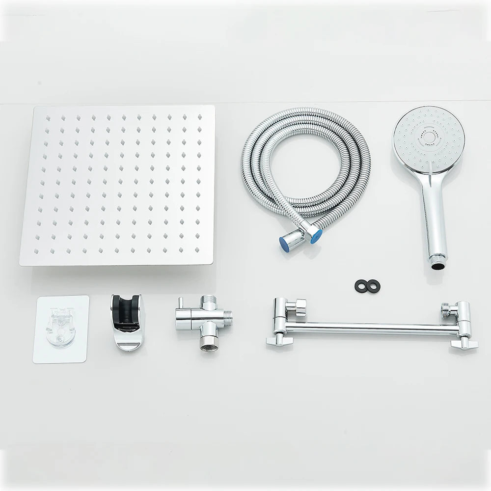 Shinesia Square Rainfall Shower Head With Handheld Combo Set