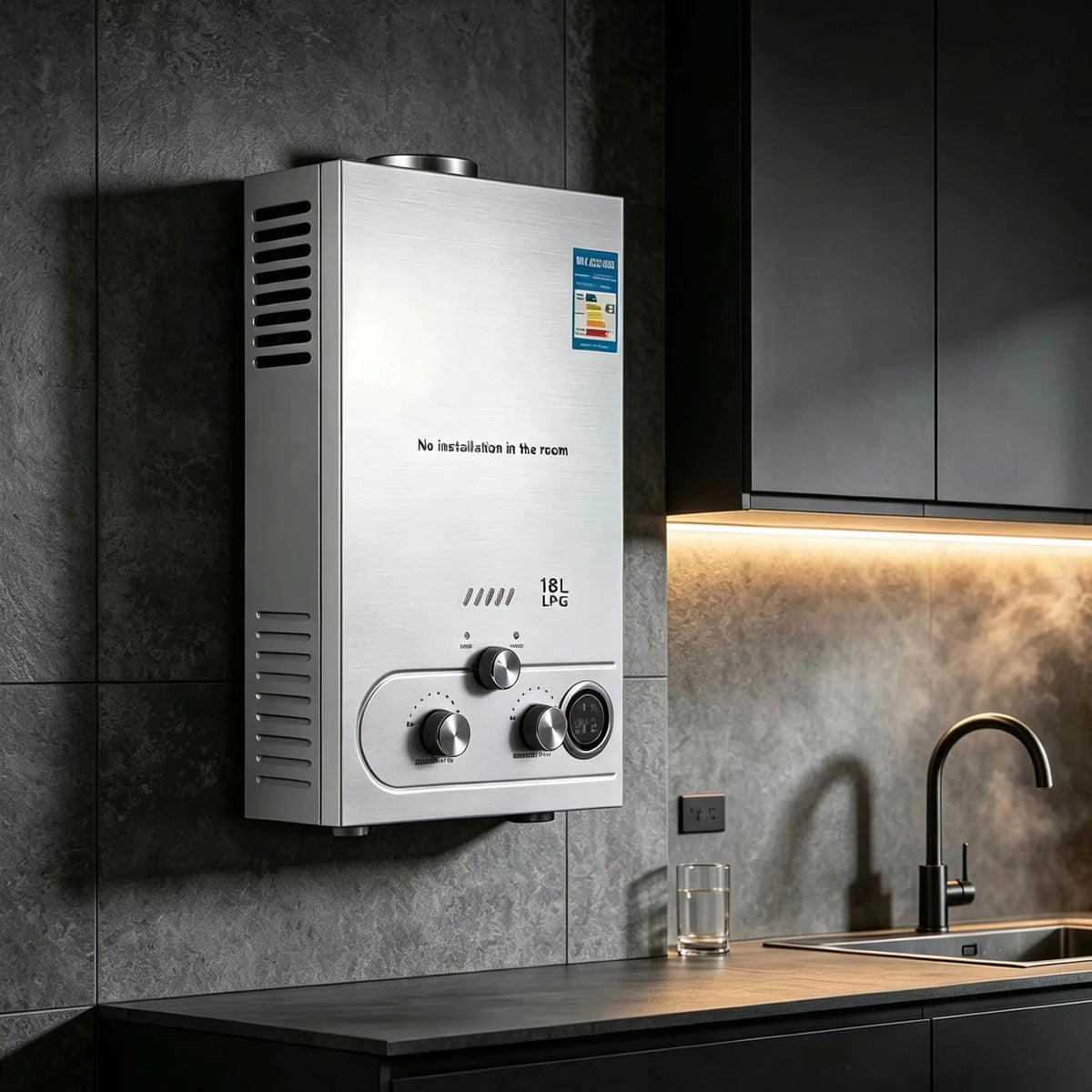 Tankless LPG Gas Hot Water Heater With LCD Control Panel