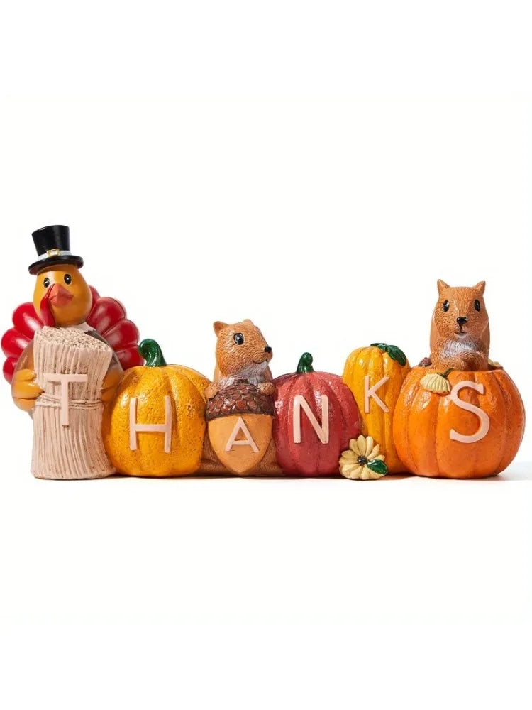 Joyfy Thanksgiving Pumpkin Turkey Tabletop Centerpiece Figurine
