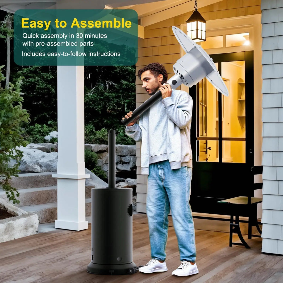 HiMISS 48000 BTU Propane Patio Heater Wind Resistant Portable