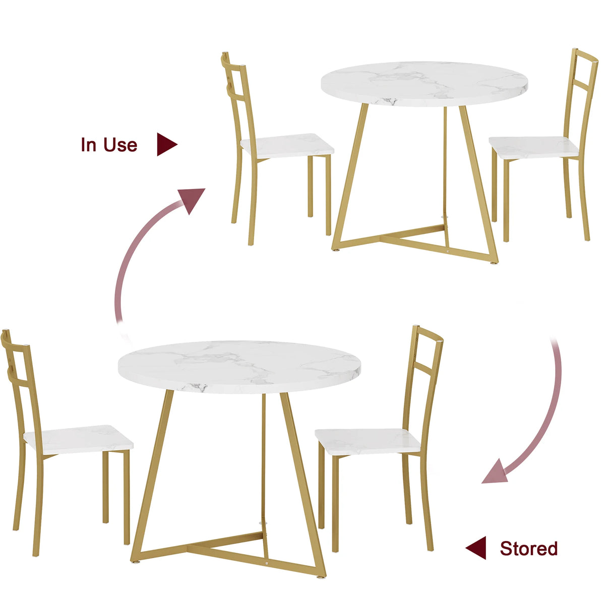 TAKYWEP Round Dining Table Set With Upholstered Chairs for Small Spaces