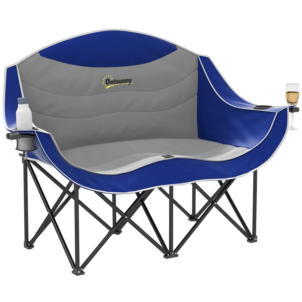 Outsunny Padded Double Folding Camping Chair for Adults