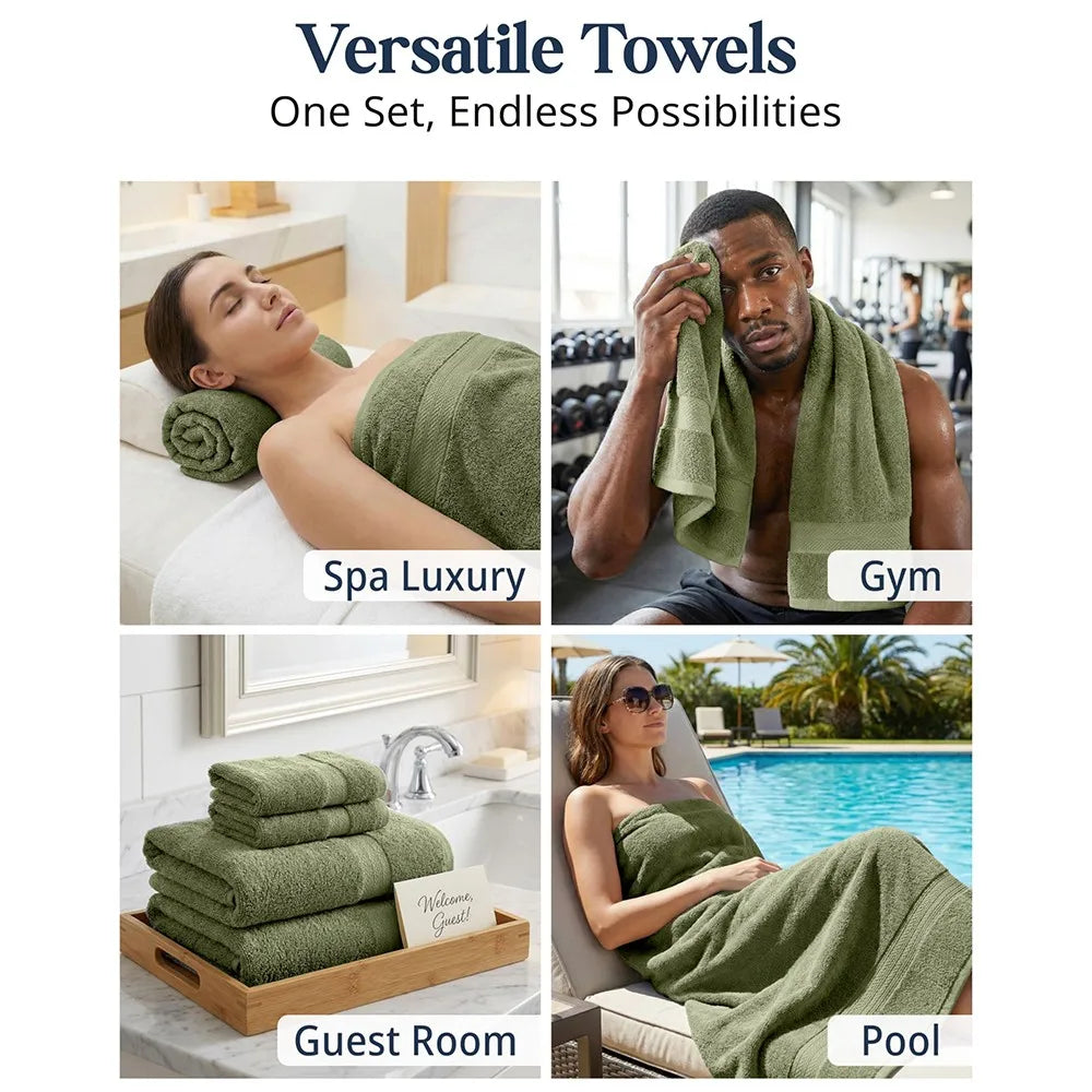 Soft Absorbent Cotton Bath Towel Set For Modern Home Use
