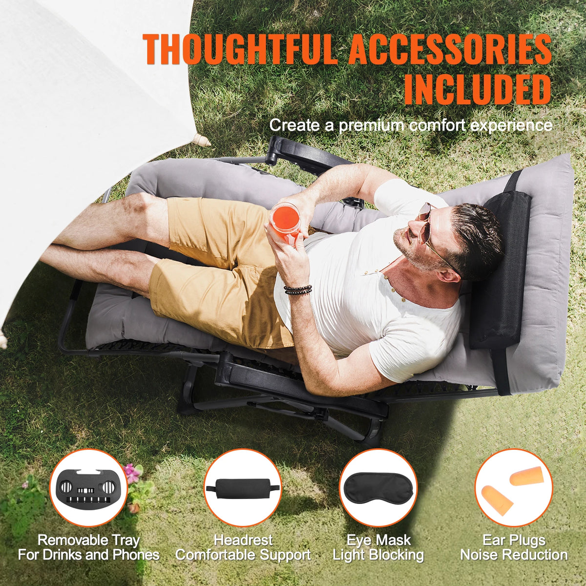 SucceBuy Adjustable Zero Gravity Recliner With Cupholder And Footrest