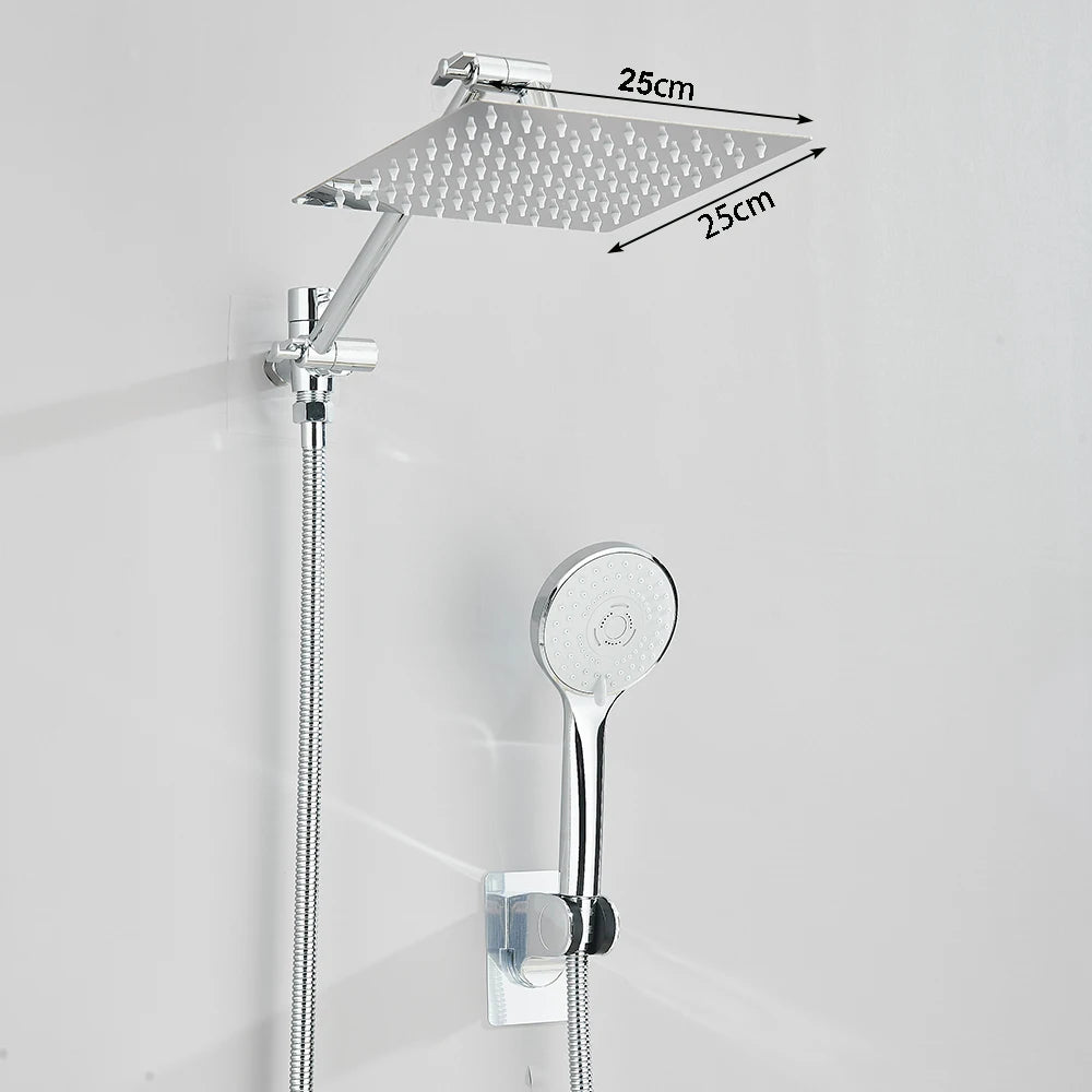 Shinesia Square Rainfall Shower Head With Handheld Combo Set