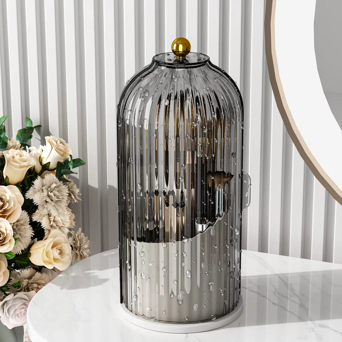 YOOLENS Rotating Makeup Brush Holder With Clear Dustproof Lid