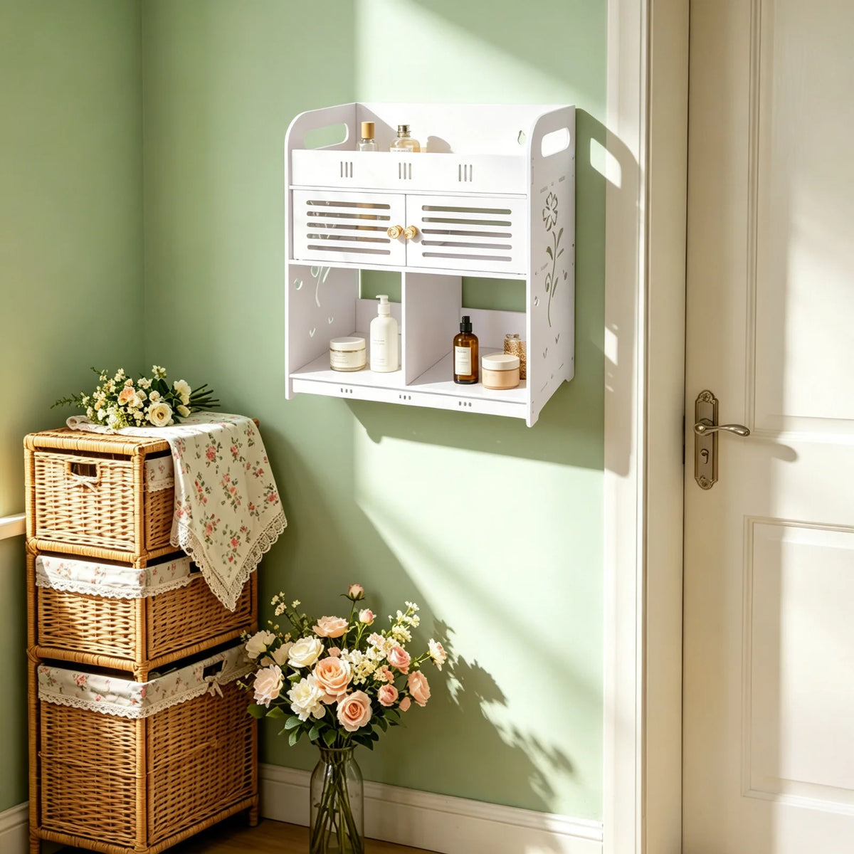Bymaocar Minimalist Wall Mounted Bathroom Storage Rack