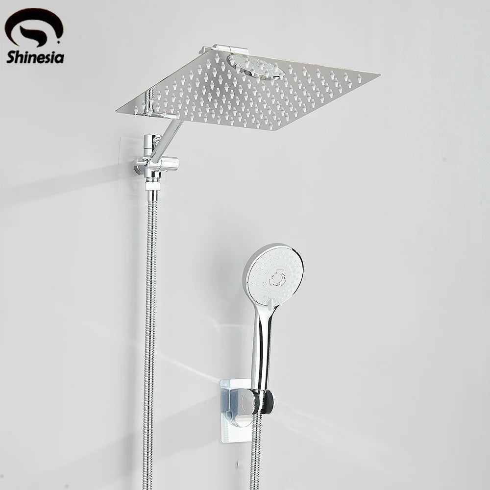 Shinesia Square Rainfall Shower Head With Handheld Combo Set