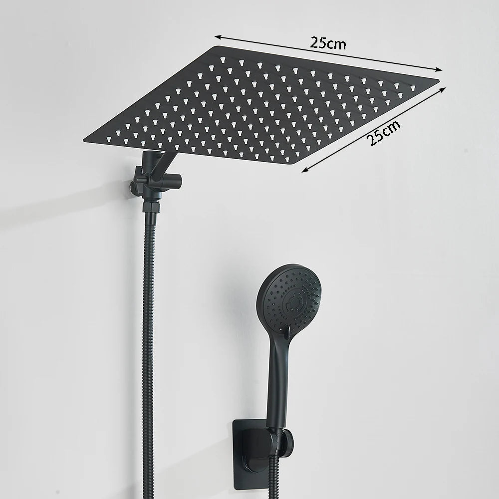 Shinesia Square Rainfall Shower Head With Handheld Combo Set