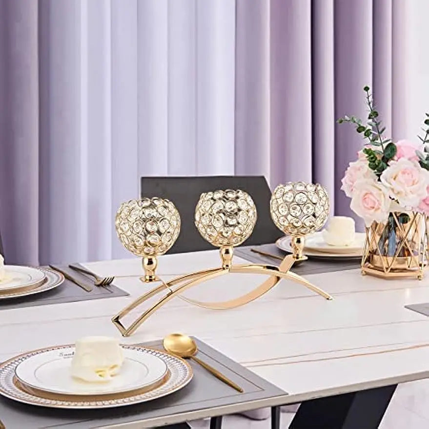 Vincigant Three Arm Metal Candelabra For Wedding Table Centerpiece