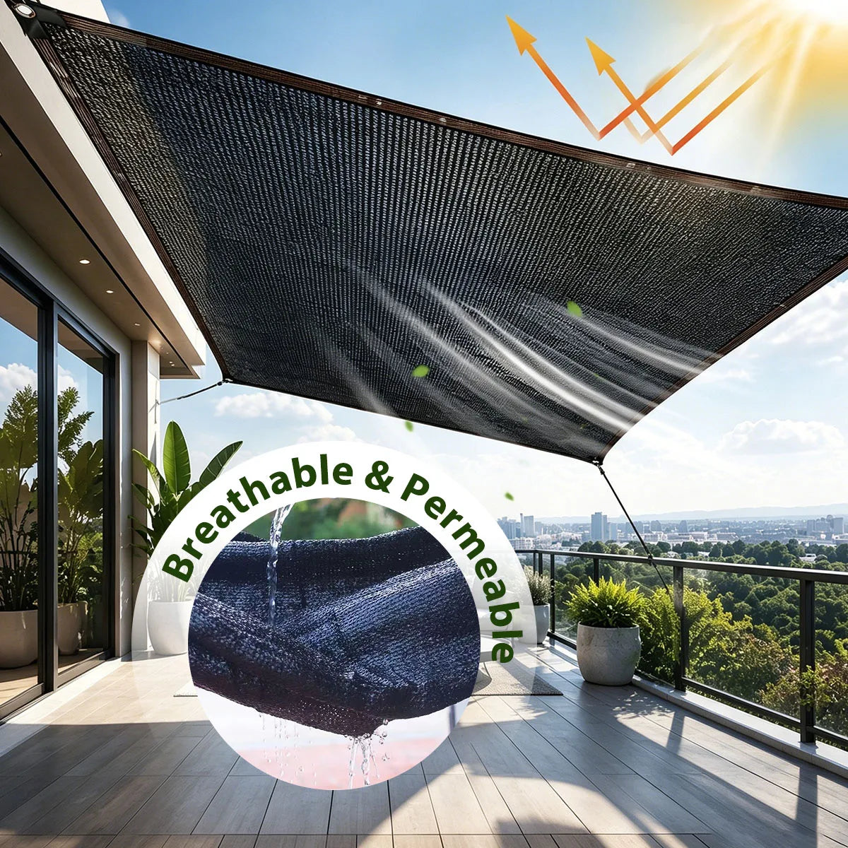 Heavy Duty HDPE Sun Shade Net With Grommets For Gardens