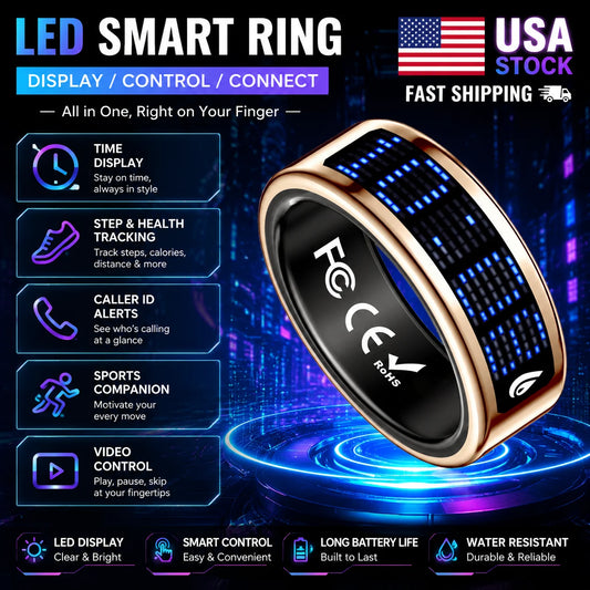 LED Display Smart Ring With Call Alerts And Fitness Tracking
