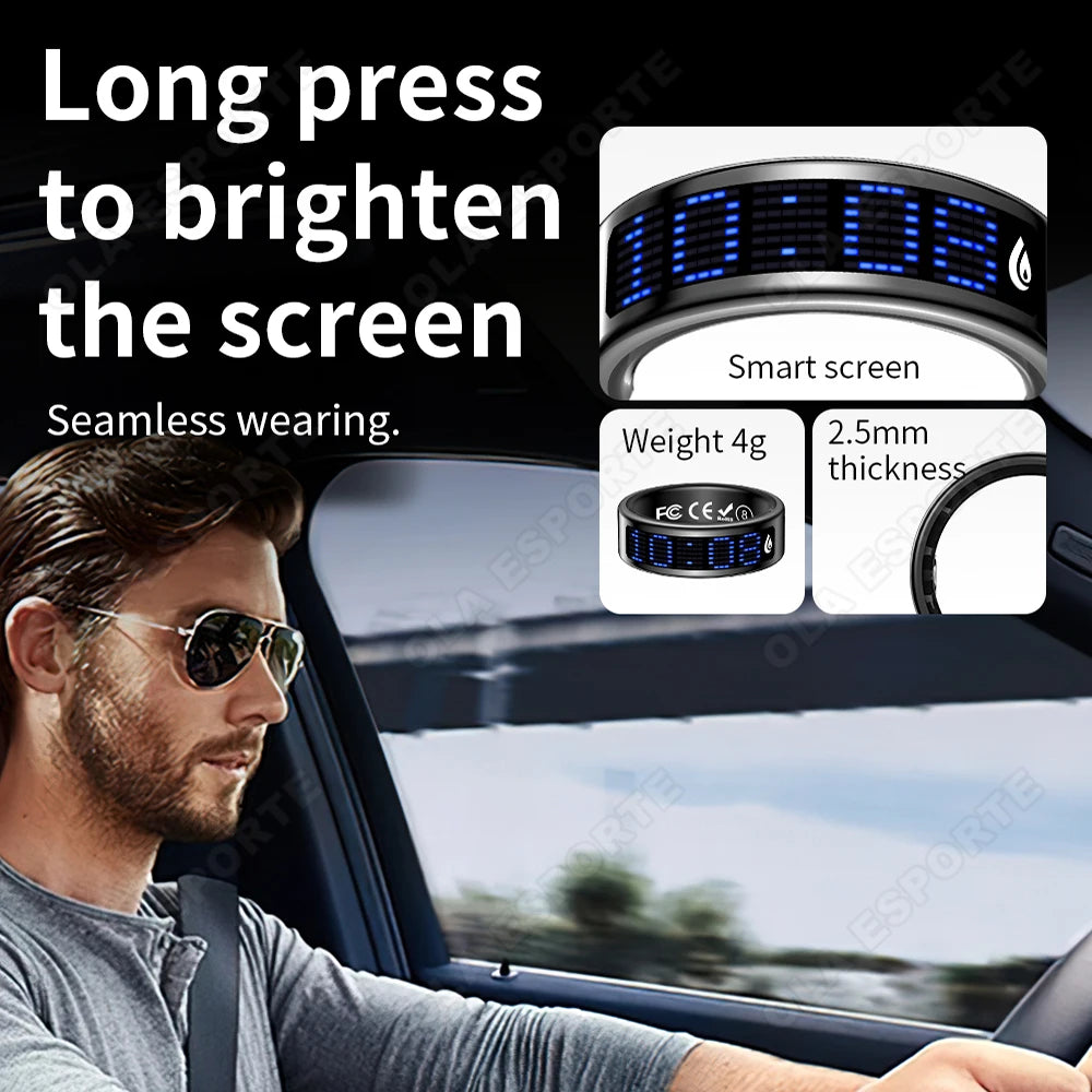 Smart Ring With LED Display, Caller ID And Fitness Tracking
