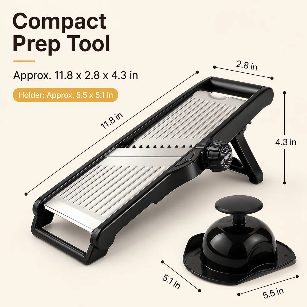 Adjustable Mandoline Slicer With Food Holder For Kitchen Use
