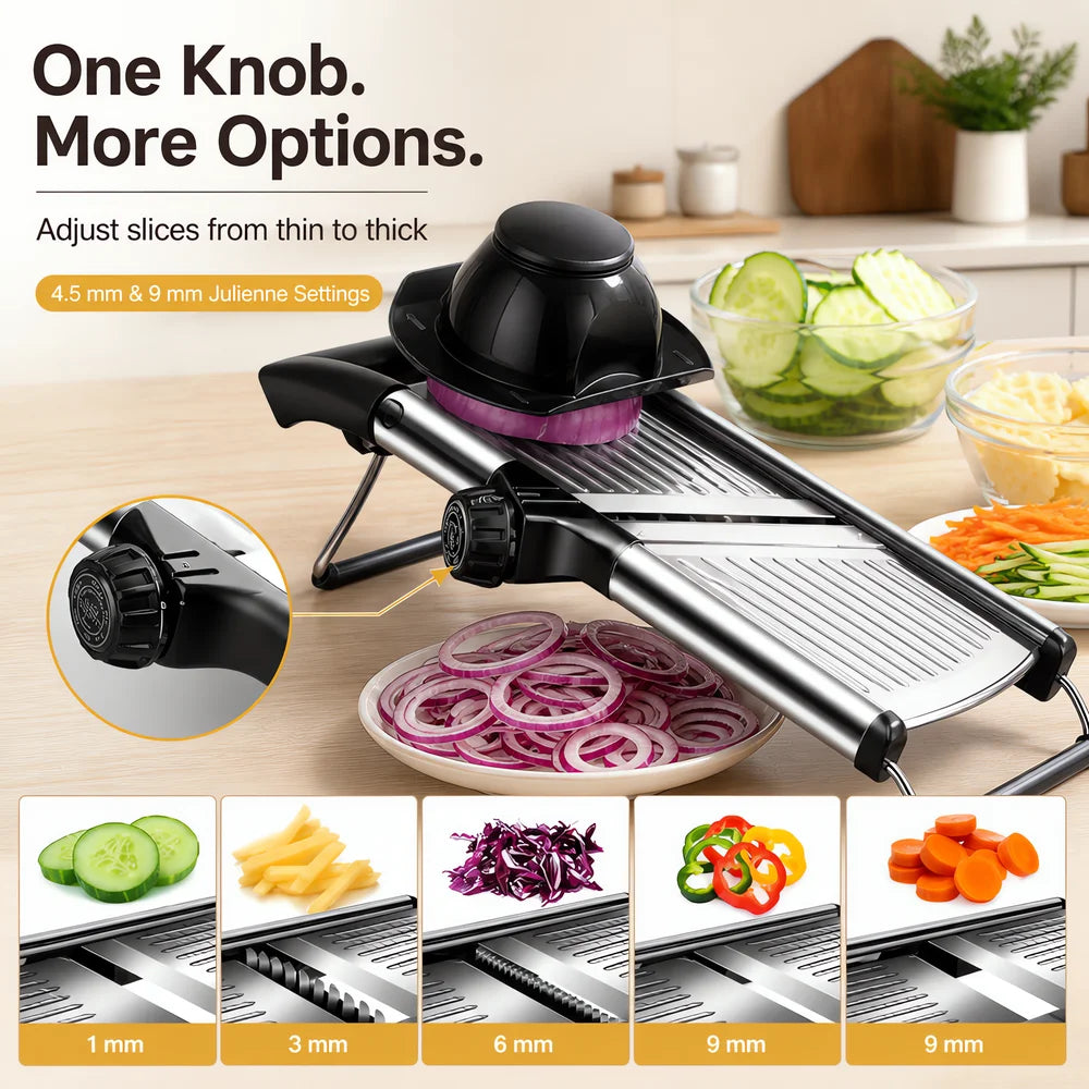Adjustable Mandoline Slicer With Food Holder For Kitchen Use