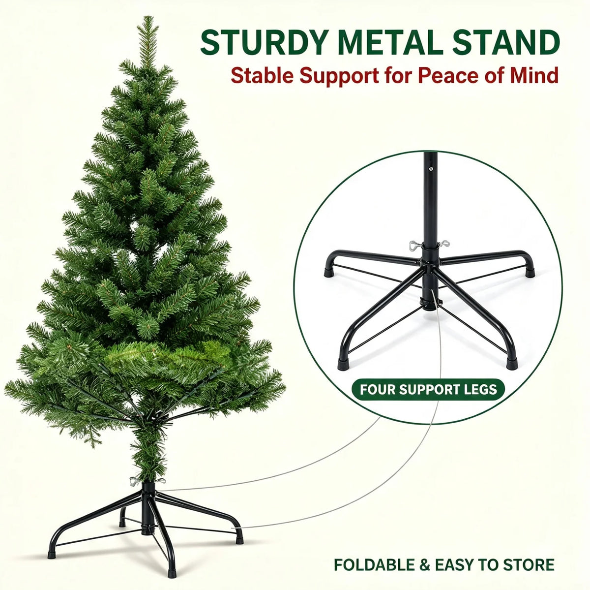 Artificial Christmas Tree With Pine Cones And Metal Stand