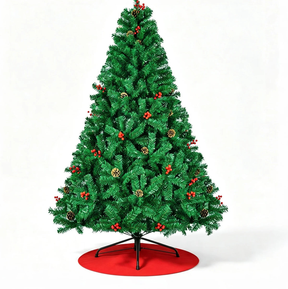 Artificial Christmas Tree With Pine Cones And Metal Stand