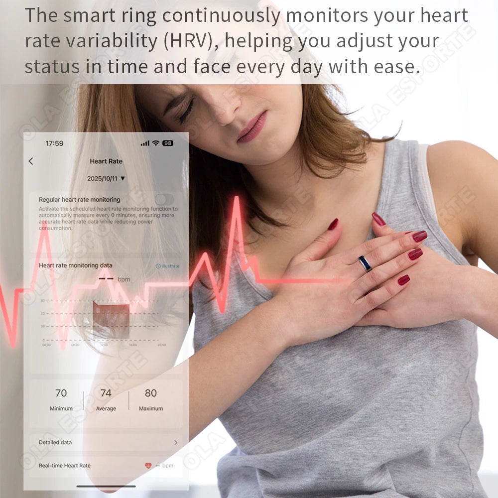 LED Display Smart Ring With Call Alerts And Fitness Tracking