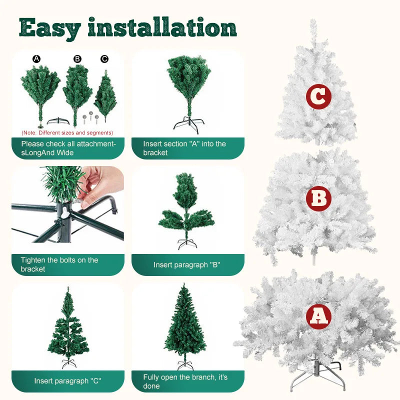 Fluffy Artificial Christmas Tree With Metal Base For Holiday Decorations