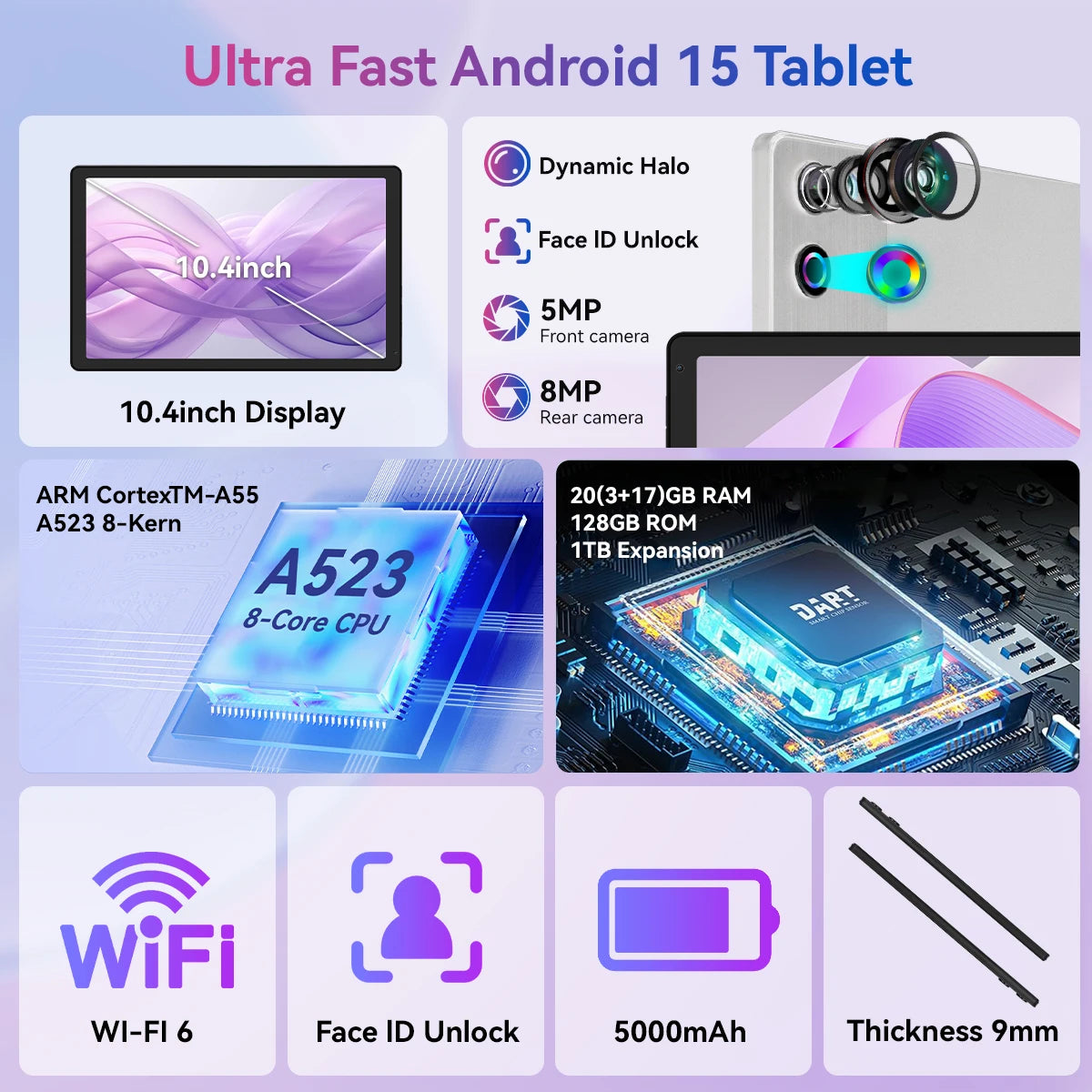 MODERNESS Octa Core Android 15 Tablet With 64GB Storage