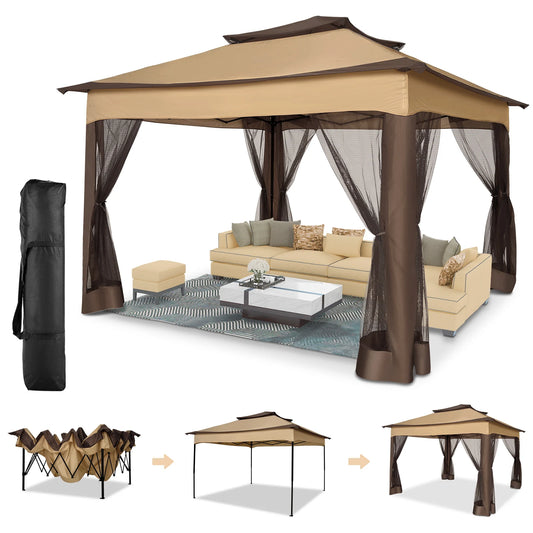 Tooluck Pop Up Gazebo With Waterproof Canopy And Mosquito Netting