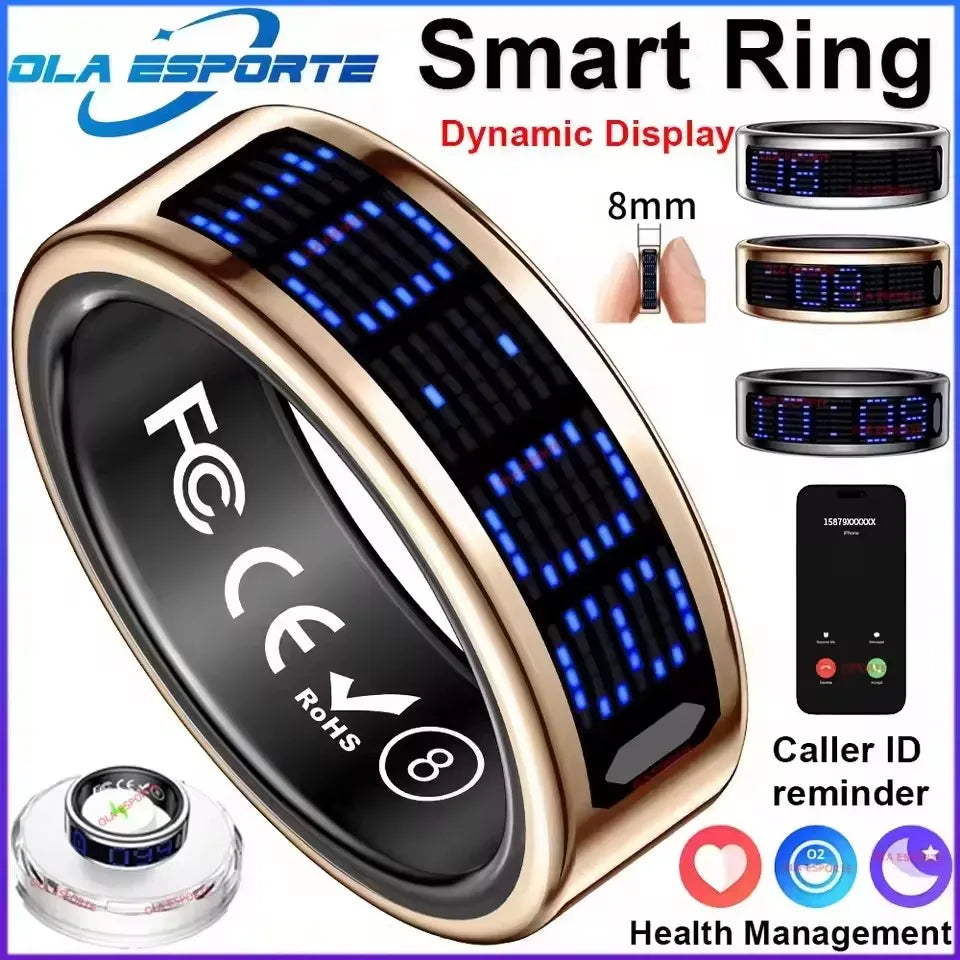 LED Display Smart Ring With Call Alerts And Fitness Tracking