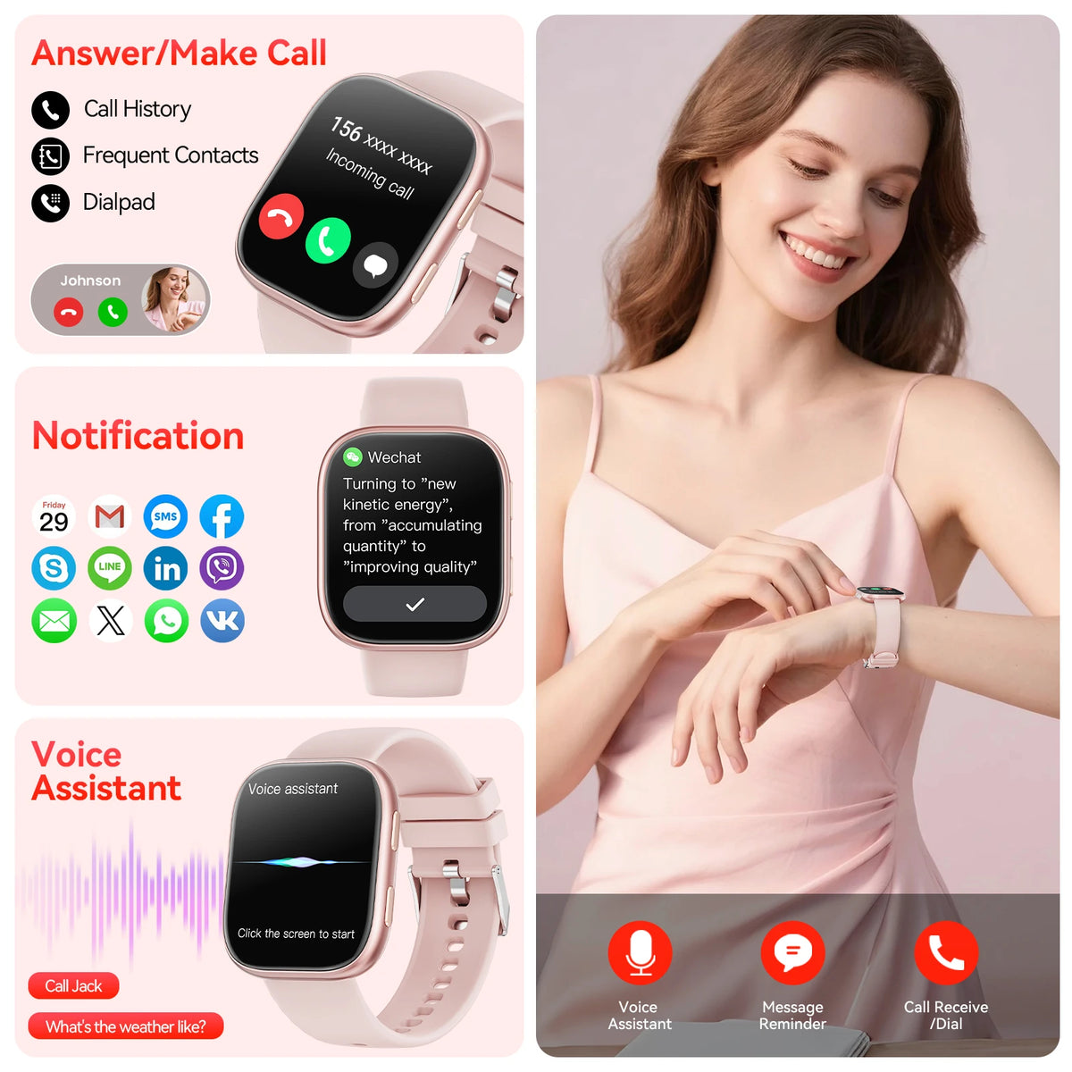 Waterproof Smart Watch With Bluetooth Calling And Heart Rate Monitor