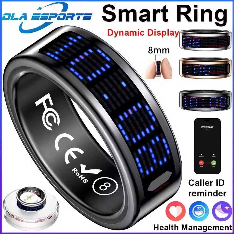 Smart Ring With LED Screen Caller ID And Fitness Tracking