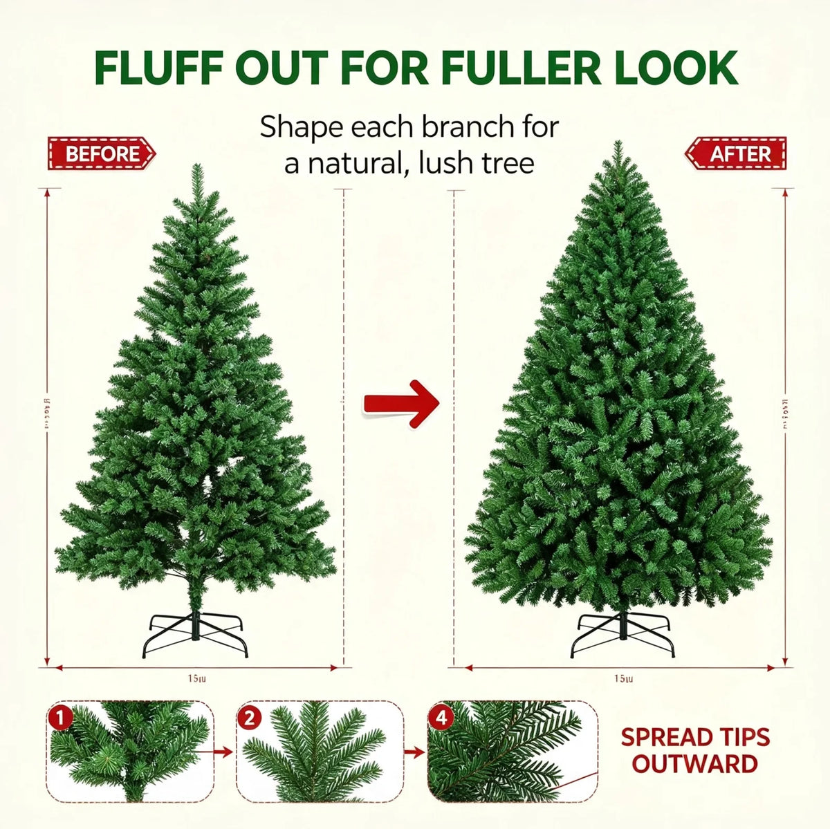 Artificial Christmas Tree With Pine Cones And Metal Stand